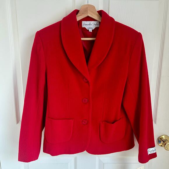 90's Bright Red Wool/Cashmere Blend Blazer with Original Tags | 90's Workwear - Picture 2 of 9